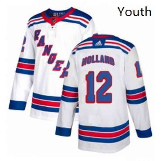 Youth Adidas New York Rangers 12 Peter Holland Authentic White Away NHL Jersey